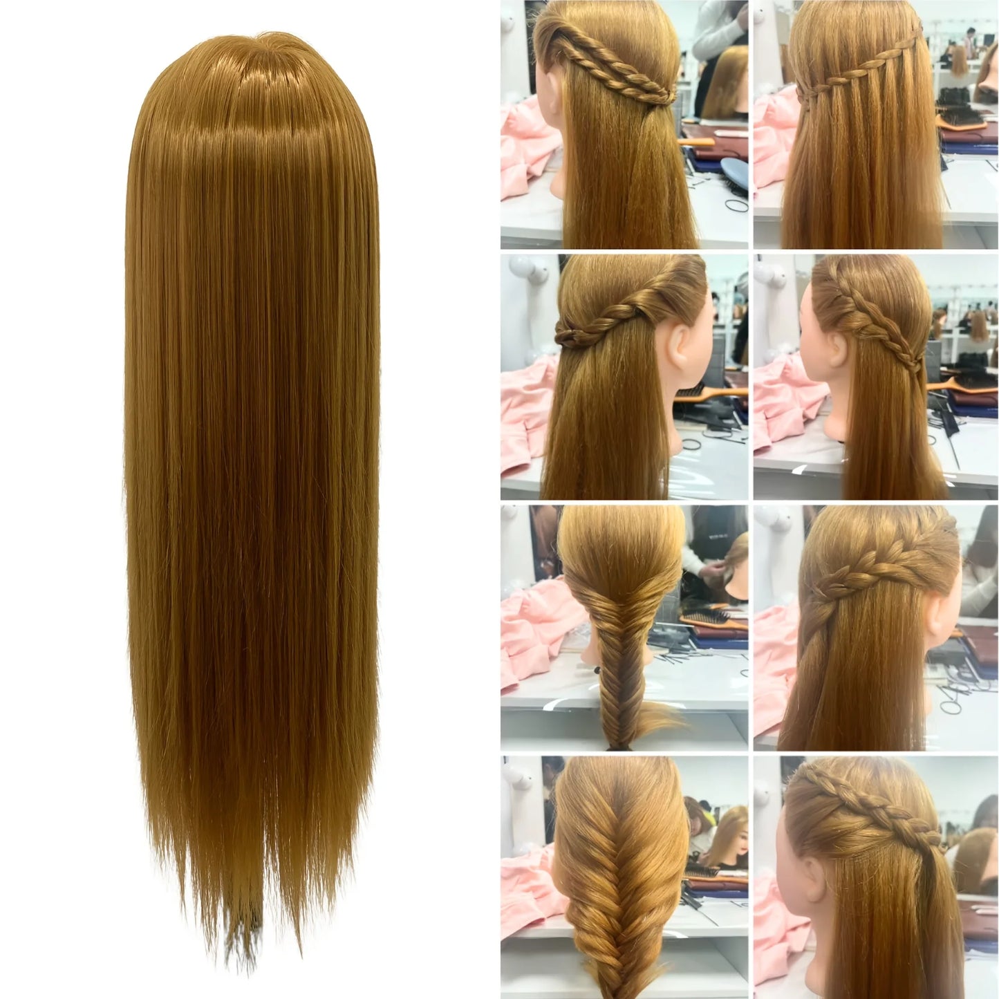 26Inch Long Hair Styling Cosmetology Mannequin Head  Hair Mannequin Head Practice Kit for Braiding Training and Practice