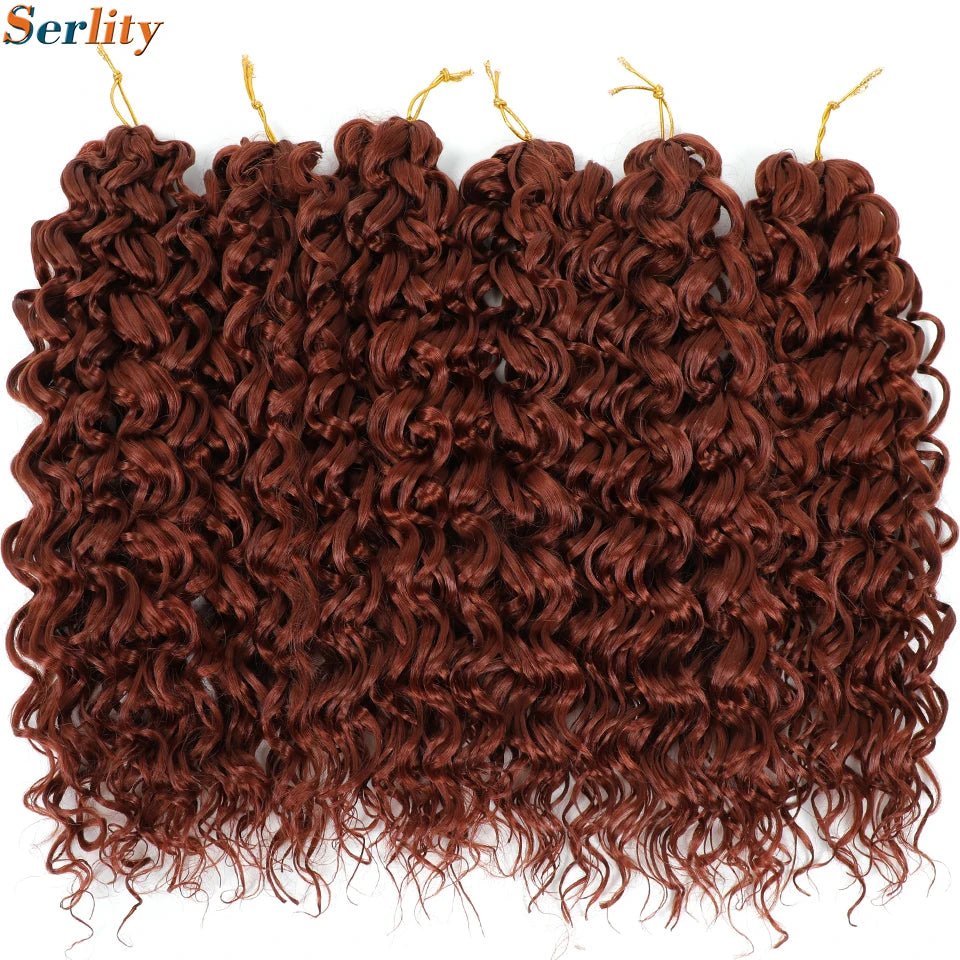 GoGo Curl Crochet Hair 14inch Curly Ocean Wave Synthetic Braiding Hair Jet Black Beach Curl Water Wave Deep Twist Crochet Braids