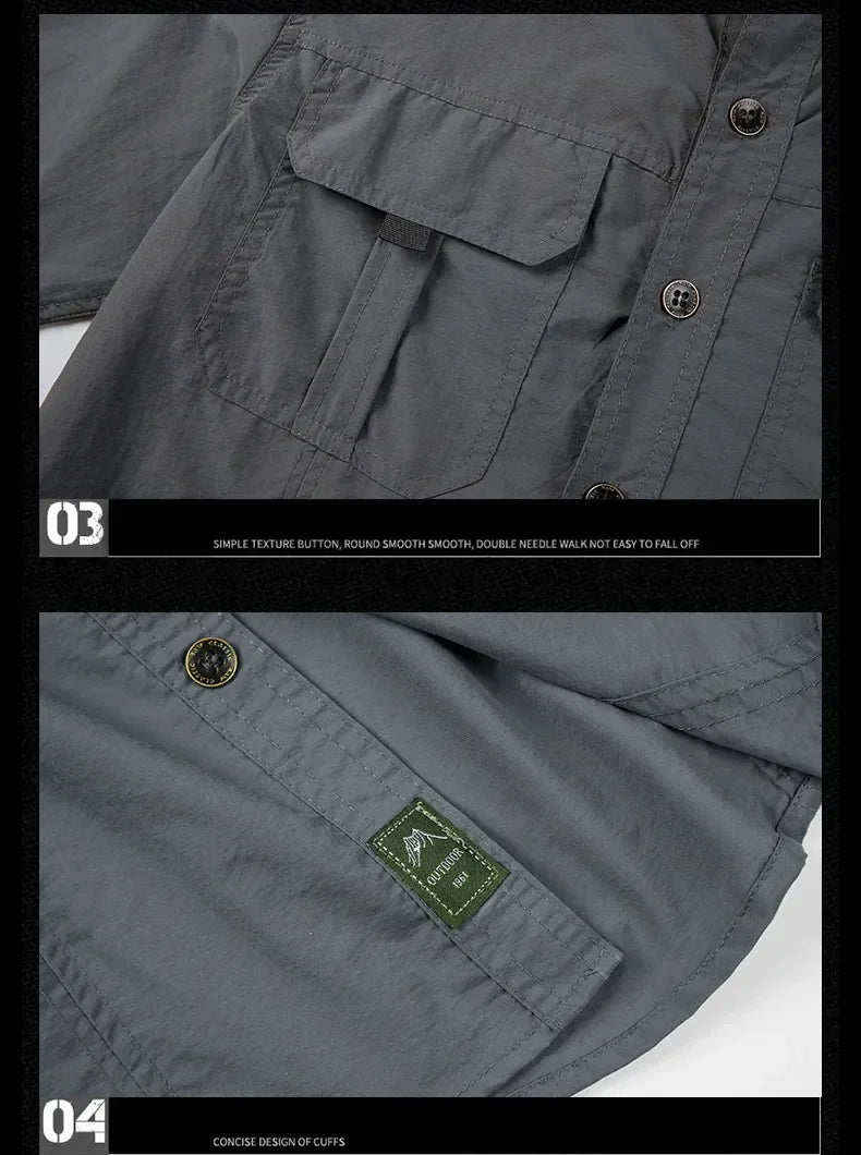 Spring and Autumn Men's New Style Lightweight Breathable shirt tactical multifunctional shirt outdoor long sleeved work shirts