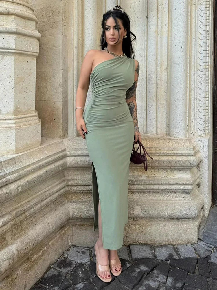Women Maxi Dresses Sexy Split Summer Fashion Sleeveless Backless Slim Dress Female Casual Streetwear Club Elegant Party Dresses