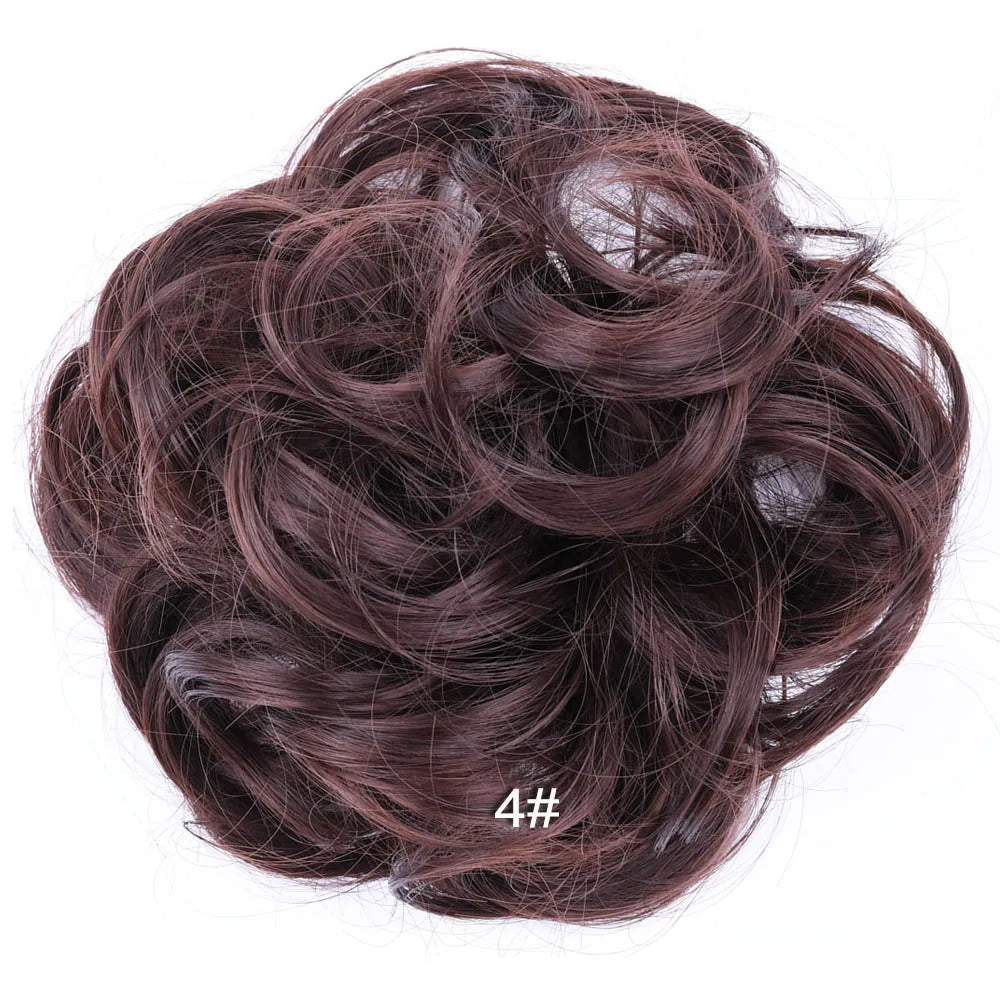 Jeedou Synthetic Messy Curly Hair Bun Chignon Donut Pad Elastic Hair Rope Rubber Band Hairpiece For Woman