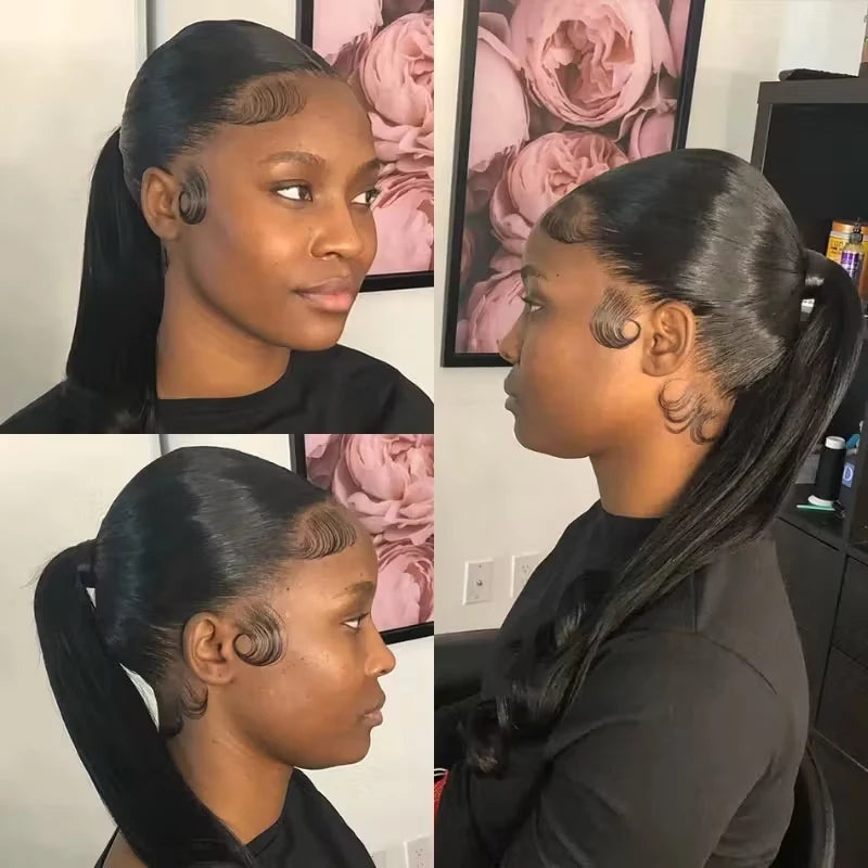 250% 360 Full Lace Front Wigs Silky Straight Virgin Human Hair Wigs Halloween Glueless Wigs Pre Plucked Make Ponytail And Bun