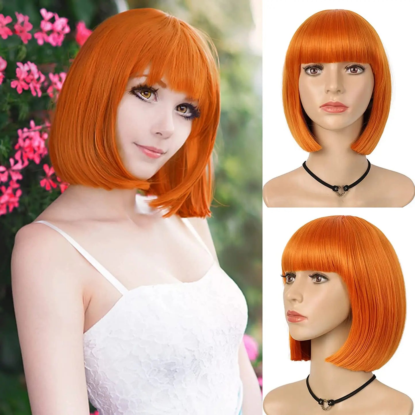 Synthetic 12 Inch Short Bob Black Wig With Bangs for Women Natural Looking Soft Hair Replacement Wigs Velma Kelly Halloween