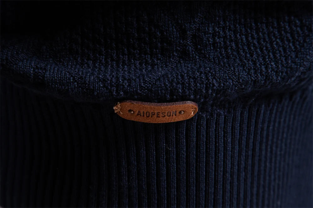 2023 New Autumn Cotton Polo Neck Sweaters for Men High Quality Pullover Knitted Sweater Men England Style Casual Social Pull Men