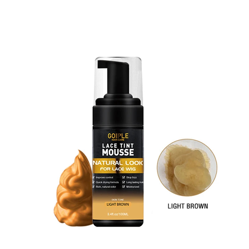 GOIPLE 200ML Lace Tint Mousse for Wig Grids Concealer Waterproof Melt Lace Dye Front Tint Spray Foam Quick Dry Wig Knots Healer