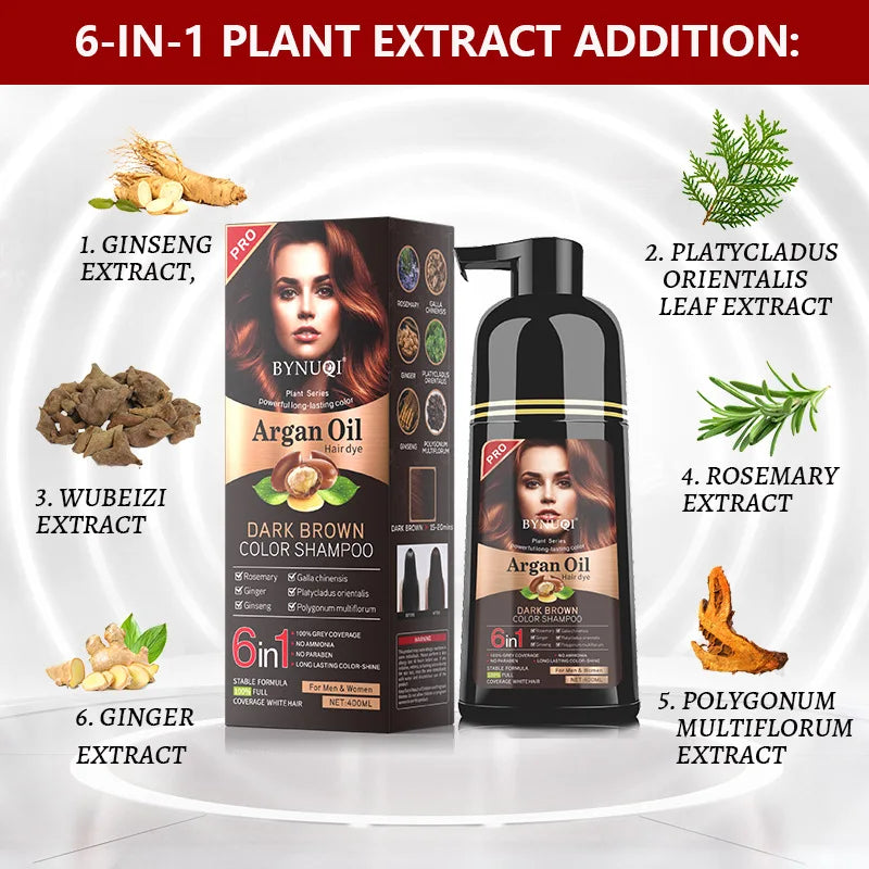 Hair Color Shampoo for Gray Hair 3 in 1 Black Hair Dye Shampoo for Women&Men Natural Herbal Safety Nourishing Hair Care Cream