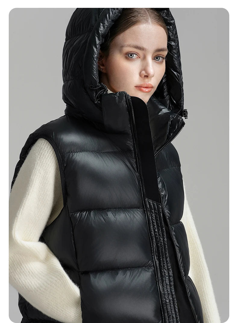 CLARKE QUEEN 2025 Duck Down Vest Jacket for Women Light Weight Padding Winter Outerwear Puffer Casual Warm Thickened Short Coat