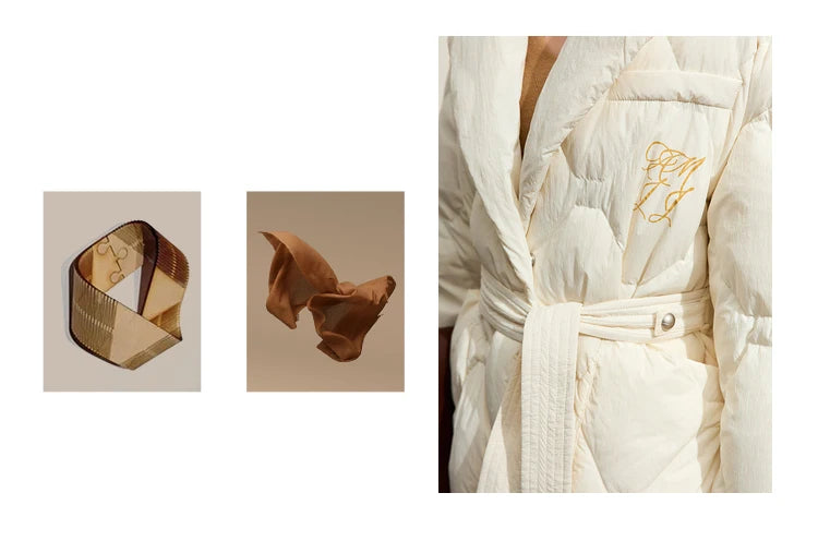 AMII Minimalism Down Jacket For Women 2025 New Blazer Collar Winter Lightweight Thermal Belt Diamond Solid Coat Female 12344061