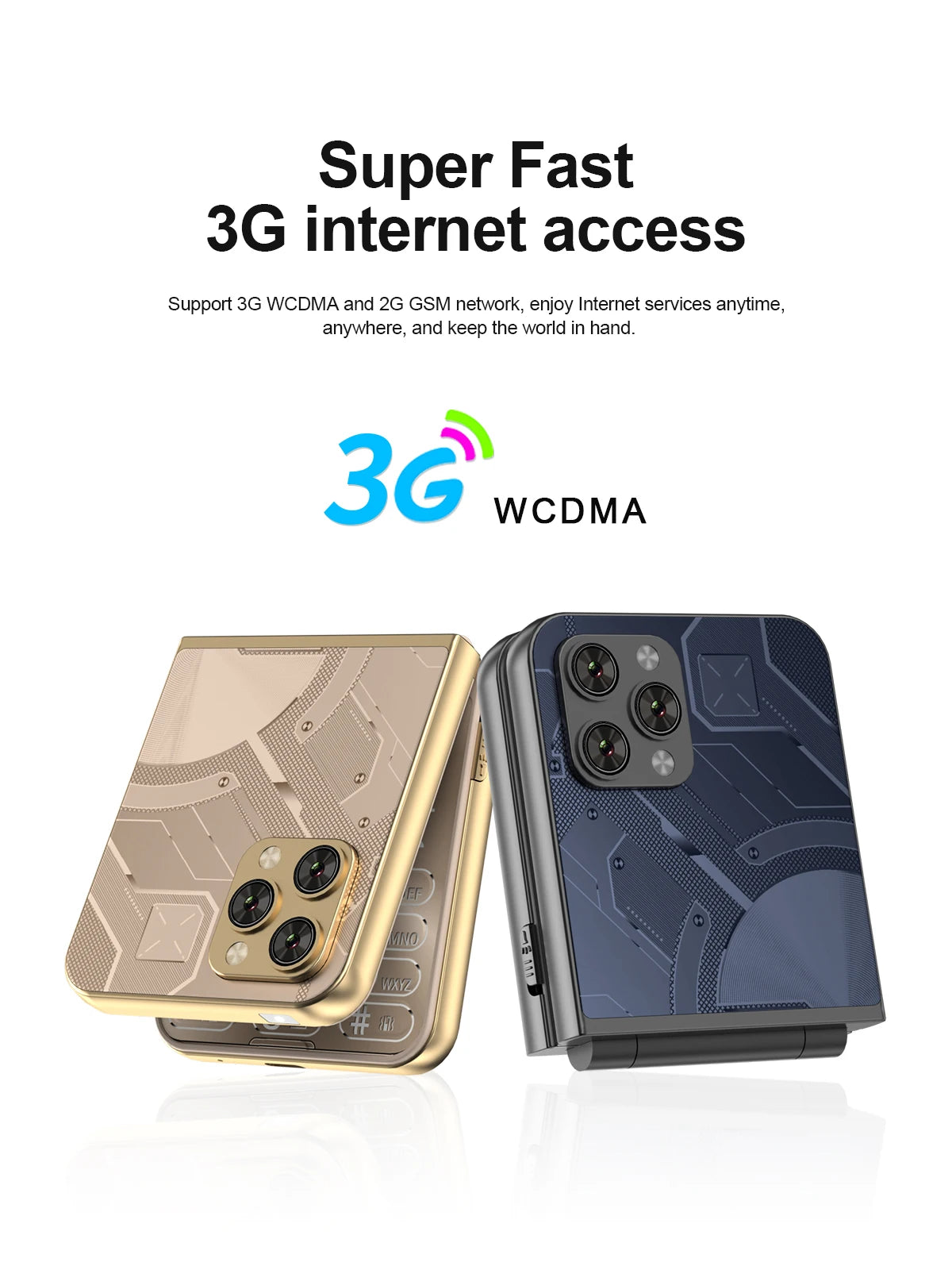 Low Price Sale SERVO Flilo9 3G Flip Mobile Phone 2 SIM Card Speed Dial Blacklist Call Record FM Radio 2.6inch Fold Cellphone MP4