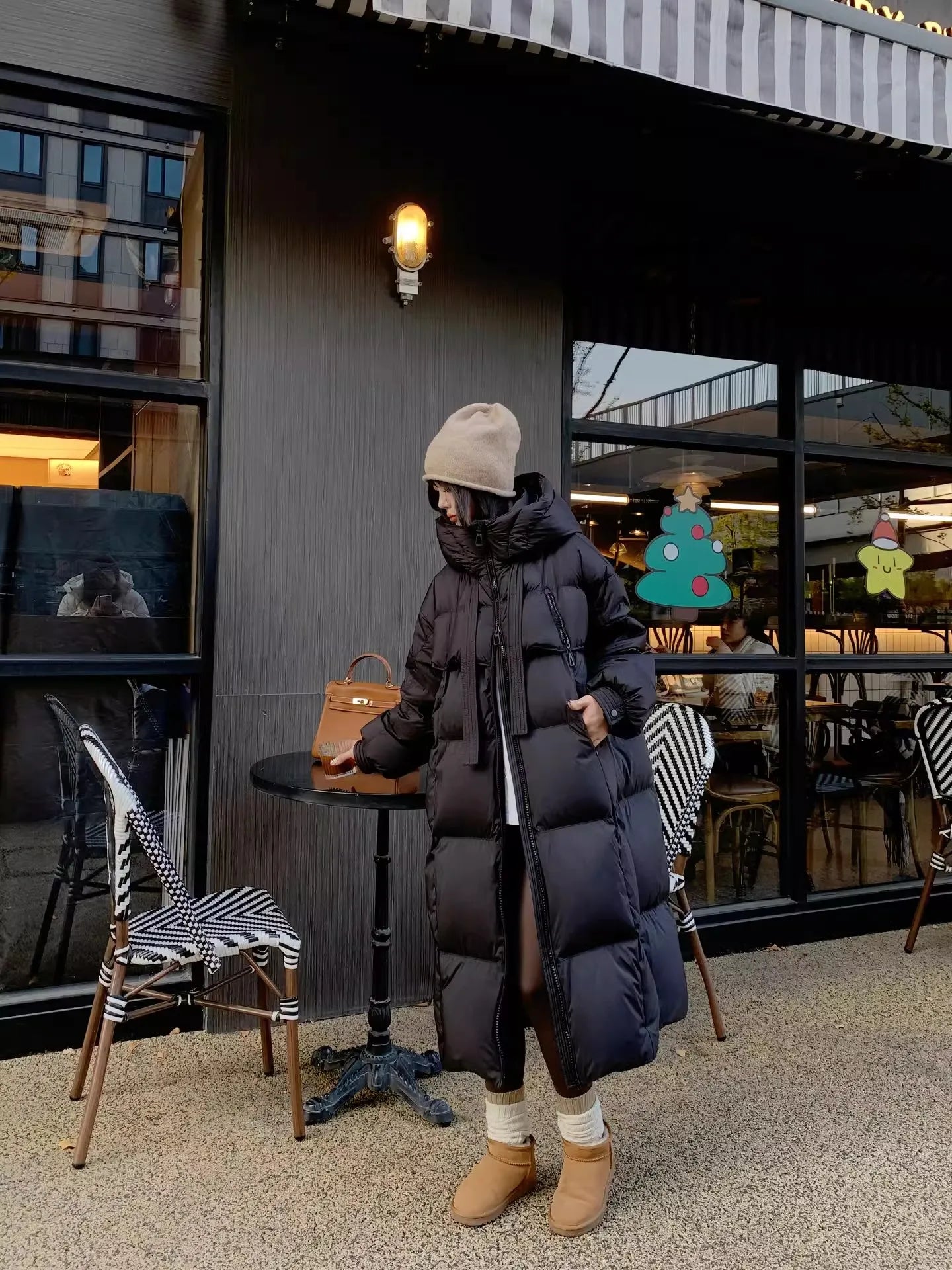 FIGOHR Women's Down Cotton Padded Jackets Korean Thickened Warm Long Overcoat Solid Hooded Overall Topcoat 2024 Winter