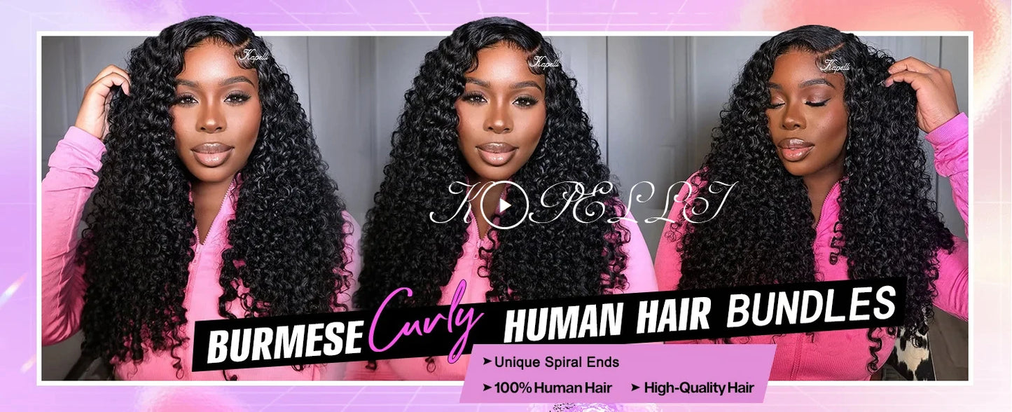 Burmese Curly Bundles Human Hair Burmese Vietnamese Raw Hair Bundles 1/3/4 pc 100% Unprocessed Double Weft Hair Extensions Weave