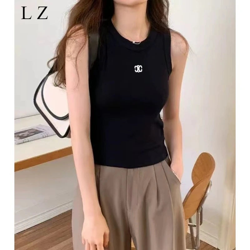 New Four Seasons Wear Casual Sports Comfortable Versatile Fashion Letter Simple Vest Sleeveless Casual Bottom Vest