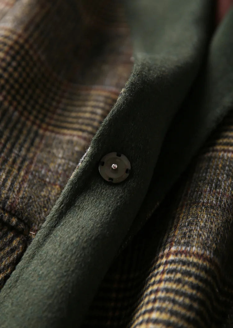 Handmade Sewn Double-sided Woolen Blazer Women Spring Autumn Plaid Wool Overcoat Office Lady Casual Suit Coat Thick Jacket