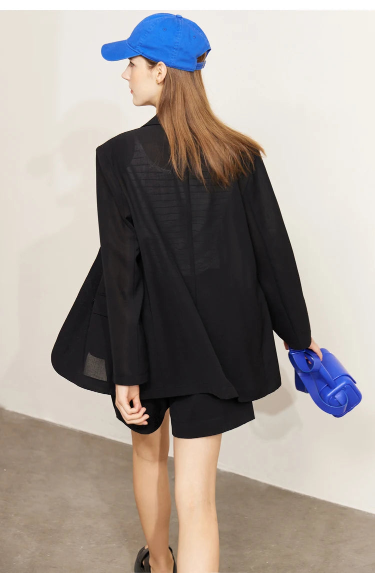 AMII Minimalism Women's blazer Fashion 2024 Summer Blazers Office Lady Elegant Chic Female shorts Separately Sale 72311003