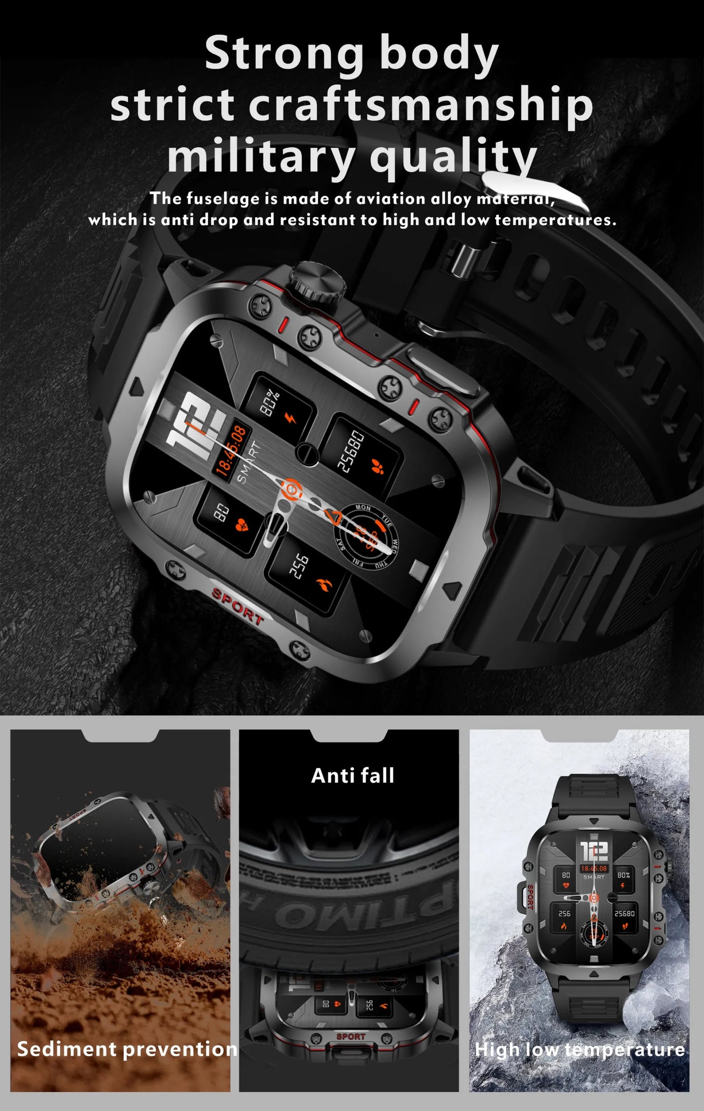 Military Men Smart Watch Bluetooth Call Fitness Clock Heart Monitor 3ATM Swim Waterproof Sport Smartwatch for Xiaomi iPhone 2025