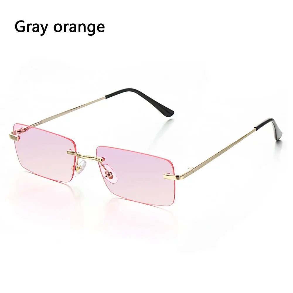 Trendy Punk Sunglasses Rimless Rectangle Sun Glasses for Men Women Fashion UV400 Driving Shades Frameless Gradient Eyewear