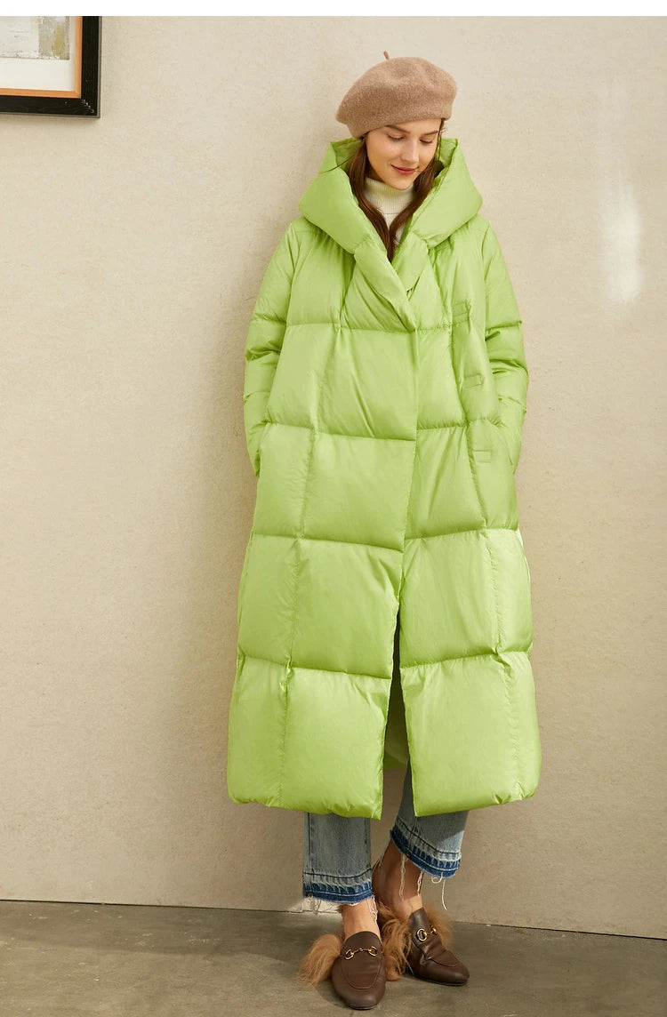 AMII Minimalist 2025 Down Jacket Coat Women Winter Warm Long Bread Puffer Coat Light Thick Quality Fashion Outerwear 12324060