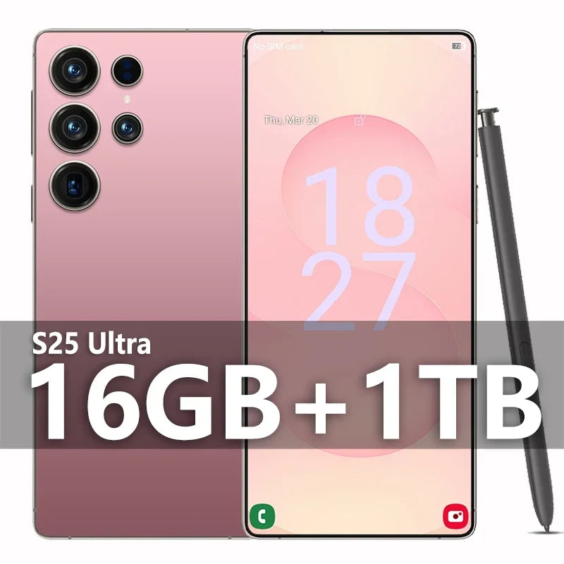 2025 NEW HOT S25 Ultra 22GB 2TB 7.3inch HD Global Edition Original Smart Dual Card 8000mAh Battery Facial Recognition Function