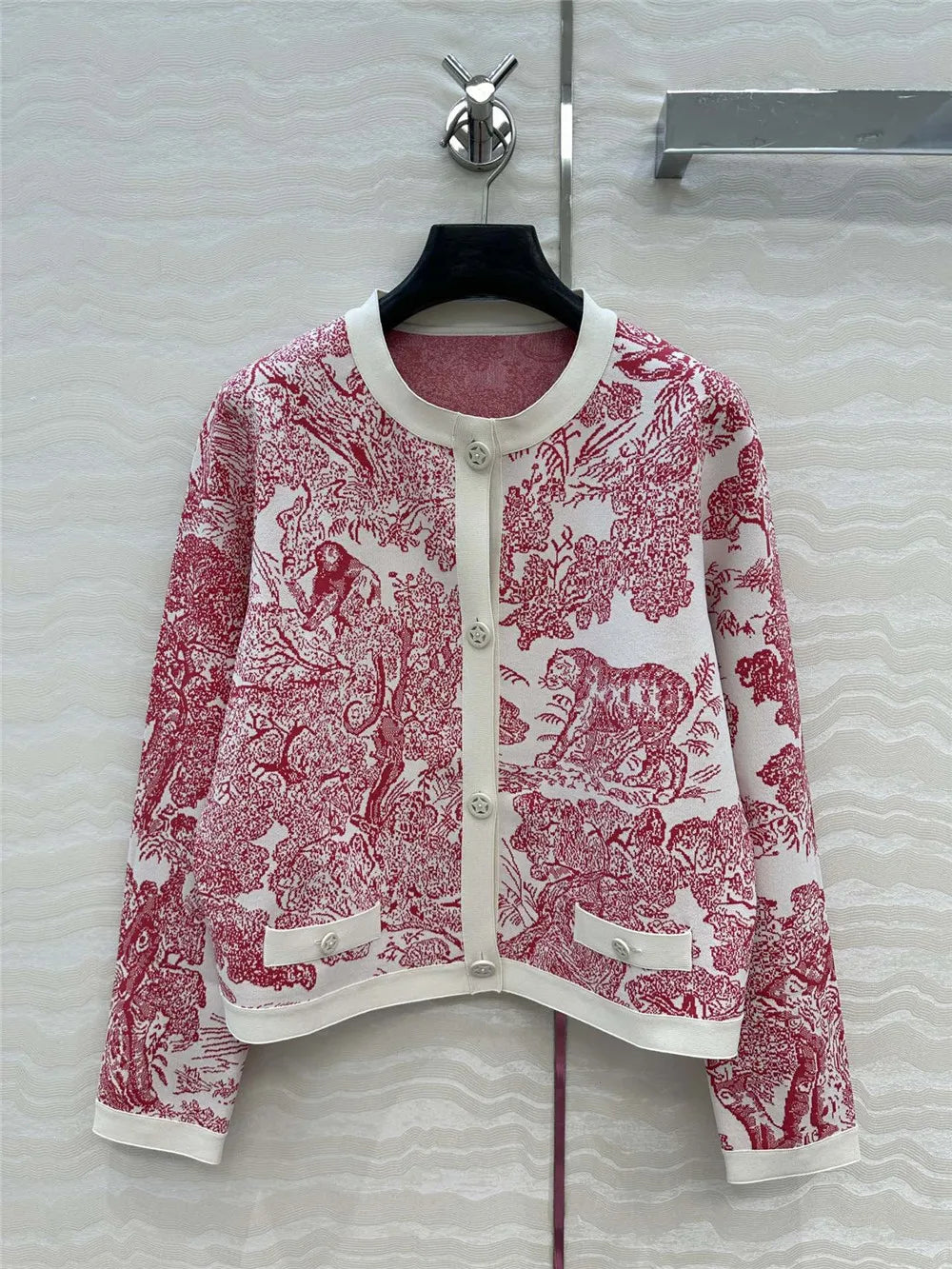 Women's Clothing 2025 Early Autumn New Style Temperament Jungle Jacquard Knitted Cardigan Top+French Elegant Half Skirt Two-Piec