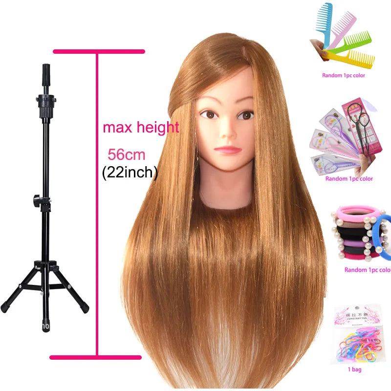 85%Real Hair Doll Head For Hairstyle Hairdressing Professional Mannequin Head Styling To Practice Hot Curl Iron Straighten