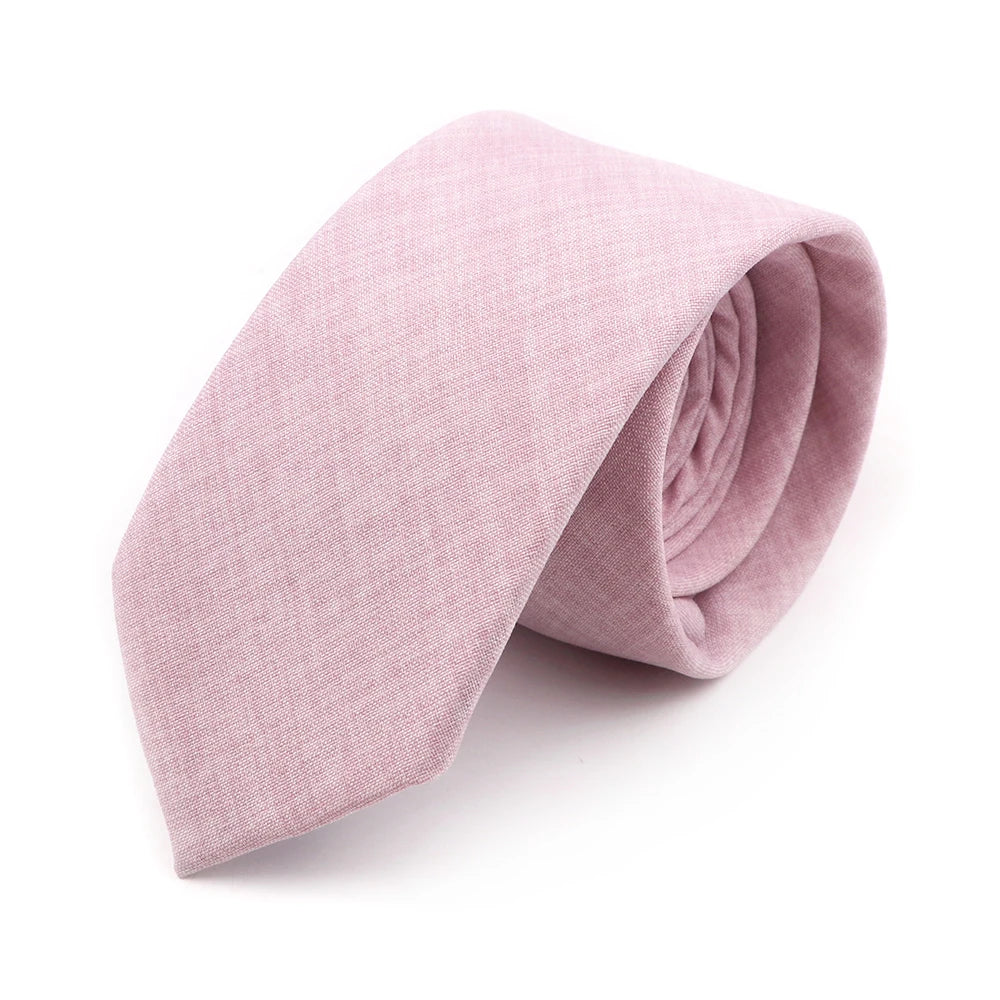 Novelty New Solid Color Ties For Men 100%Cotton Handmade High Quality Necktie Pink Green Orange 6.5cm Skinny Slim Ties Accessory