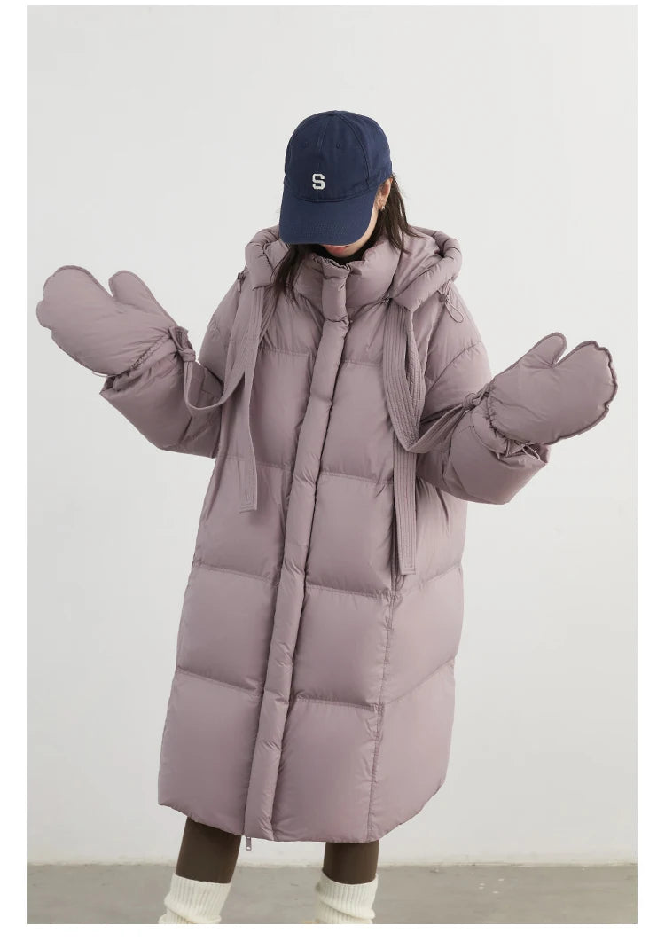 CHIC VEN New Women Down Coats Solid Loose Casual Hooded Down Jacket Female Soft 90 White Duck Down Coat Thick Autumn Winter 2024