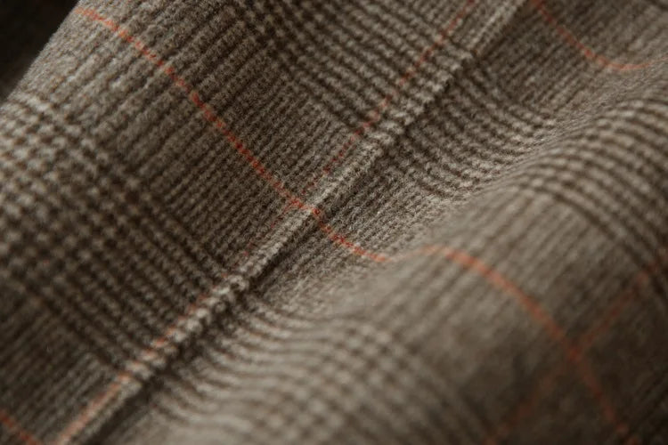 Handmade Sewn Double-sided Woolen Blazer Women Spring Autumn Plaid Wool Overcoat Office Lady Casual Suit Coat Thick Jacket