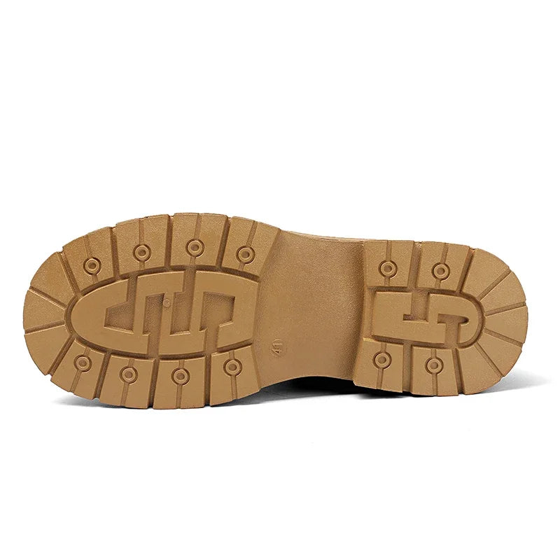 Men Retro Work Shoes Autumn Winter Thick Bottom High Top Non Slip Warm Casual Boots Leather Lace-up Big Head Tooling Boots 2024