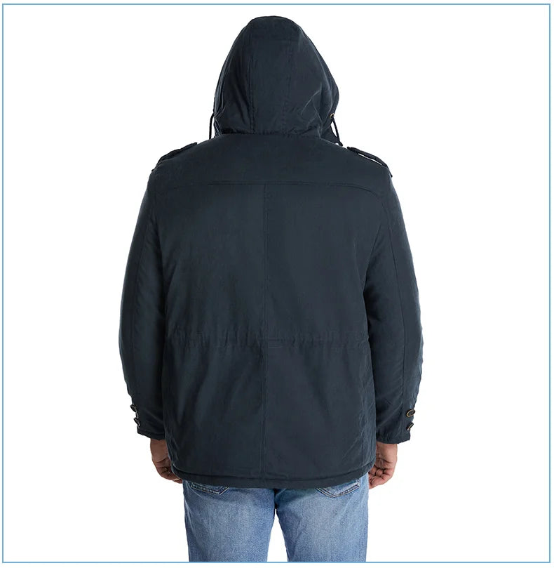 LZLLTT Men Winter Warm Parkas Mens Fleece  Jacket Parkas Men Casual Cotton Outdoor Fur Trench Padded Jackets Coats