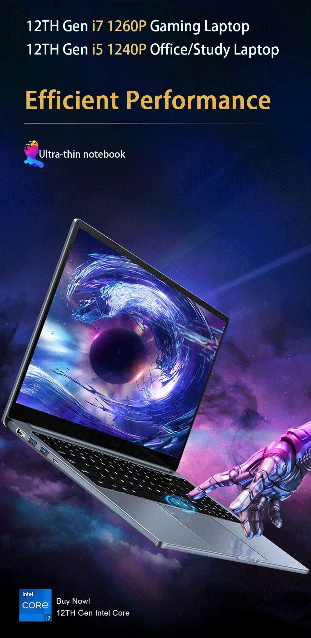 15.6 Inch Laptop Intel Core i9-12900H/i9-10885H Windows 11 Por 2*DDR4 2*M.2 SSD Ultrabook Computer Fingerprint Unlock WIFI5 BT