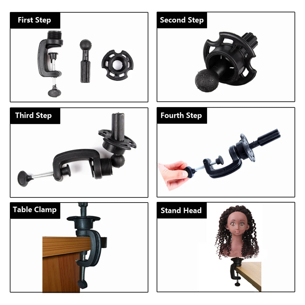 Real Human Hair Mannequin Head With Stand Afro Curly Hair Doll Manikin Head For Black Girls Gifts Practice Hair Styling Head