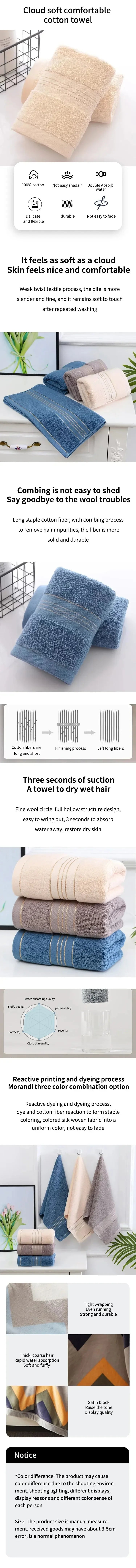 2 Towels Thickened Absorbent Towel Pure Cotton Quick Absorbent Soft Quick Dry Thickened Face Towel