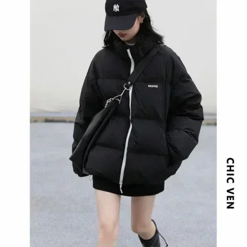 CHIC VEN Women Down Coats Solid 90 White Duck Down Stand Collar Female Down Jacket Warm Ladies Overcoat Autumn Winter 2024
