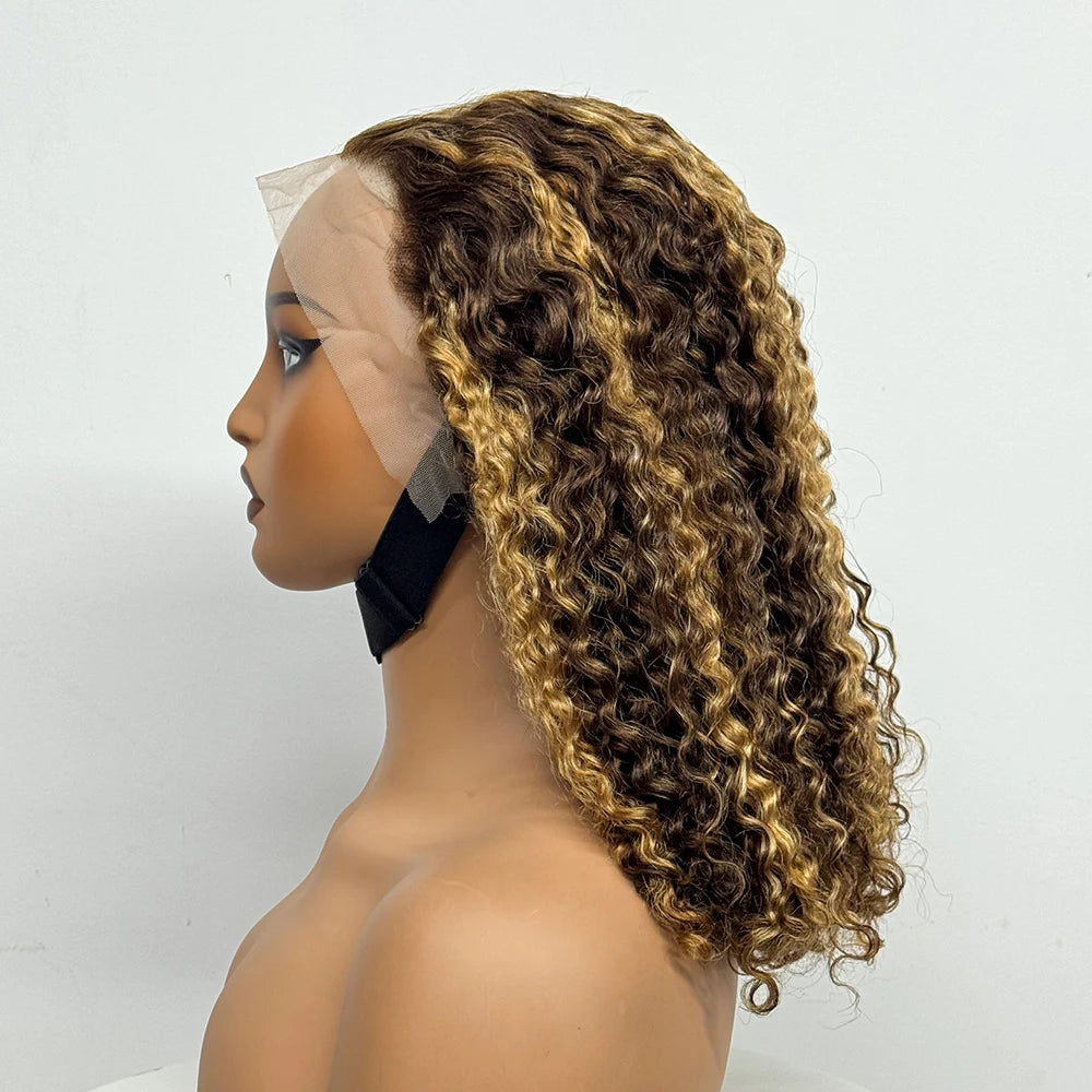 Jerry Curly Double Drawn Wigs 280% Density 13x4 Transparent Lace Frontal Human Hair Pixie Curly Human Hair Wig for Black Women