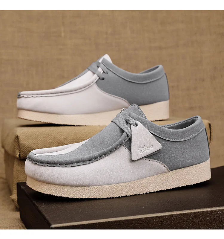 Fashion Khaki Casual Shoes For Men Suede Leather Loafers Men Platform Slip-on Men's Driving Shoes Lightweight Leisure Men Shoes