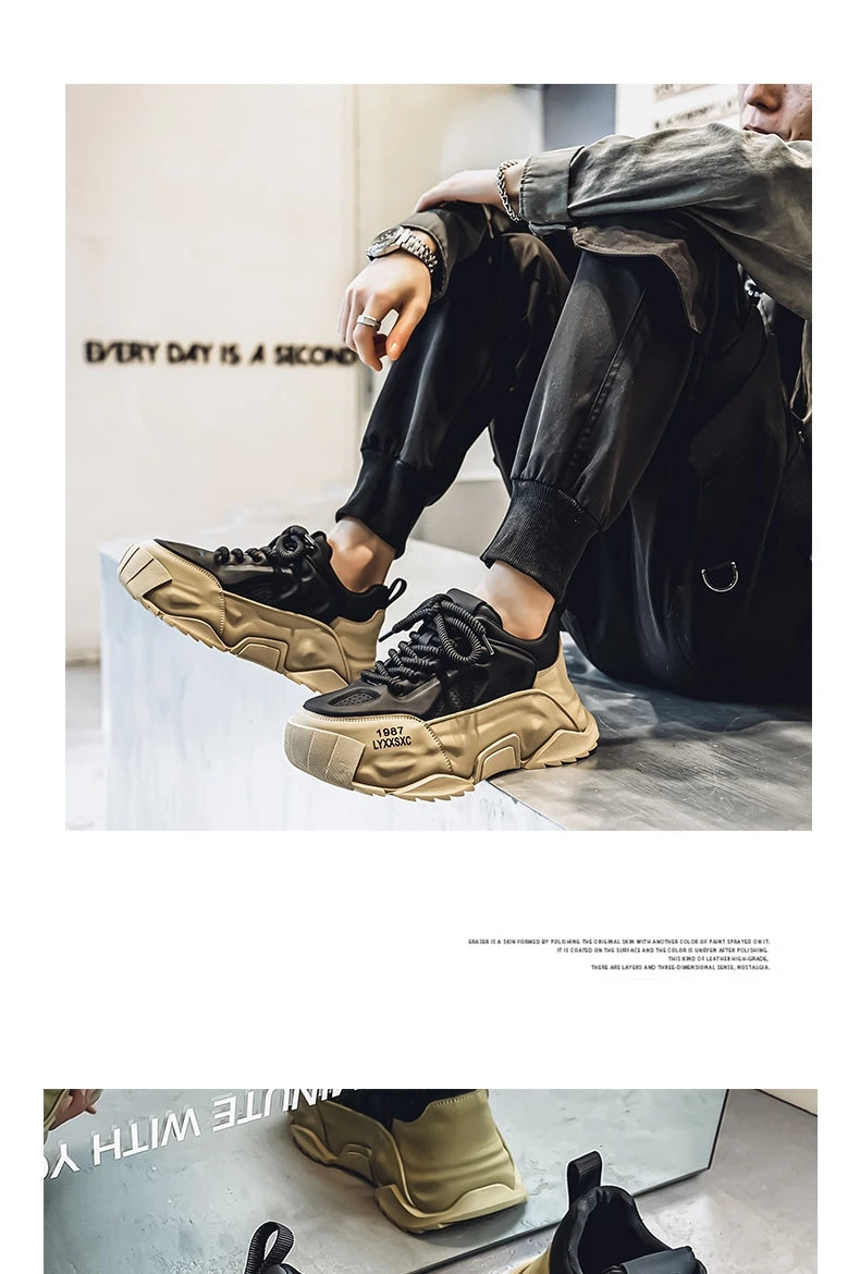 Loafers Men's sneakers Male sneakers Casual Shoes for men Sports and leisure Thick bottom Non-Slip Wear-resistant Work wear