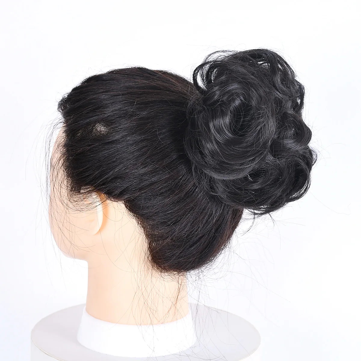 Jeedou Synthetic Messy Curly Hair Bun Chignon Donut Pad Elastic Hair Rope Rubber Band Hairpiece For Woman