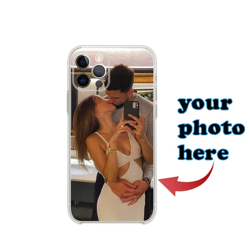 Customized Lovers Photo Case For iPhone 16 15 14 13 12 11 Pro Xs Max 16e XR 7 8 6 6s Plus SE 2020 2022 Personalized Soft Cover