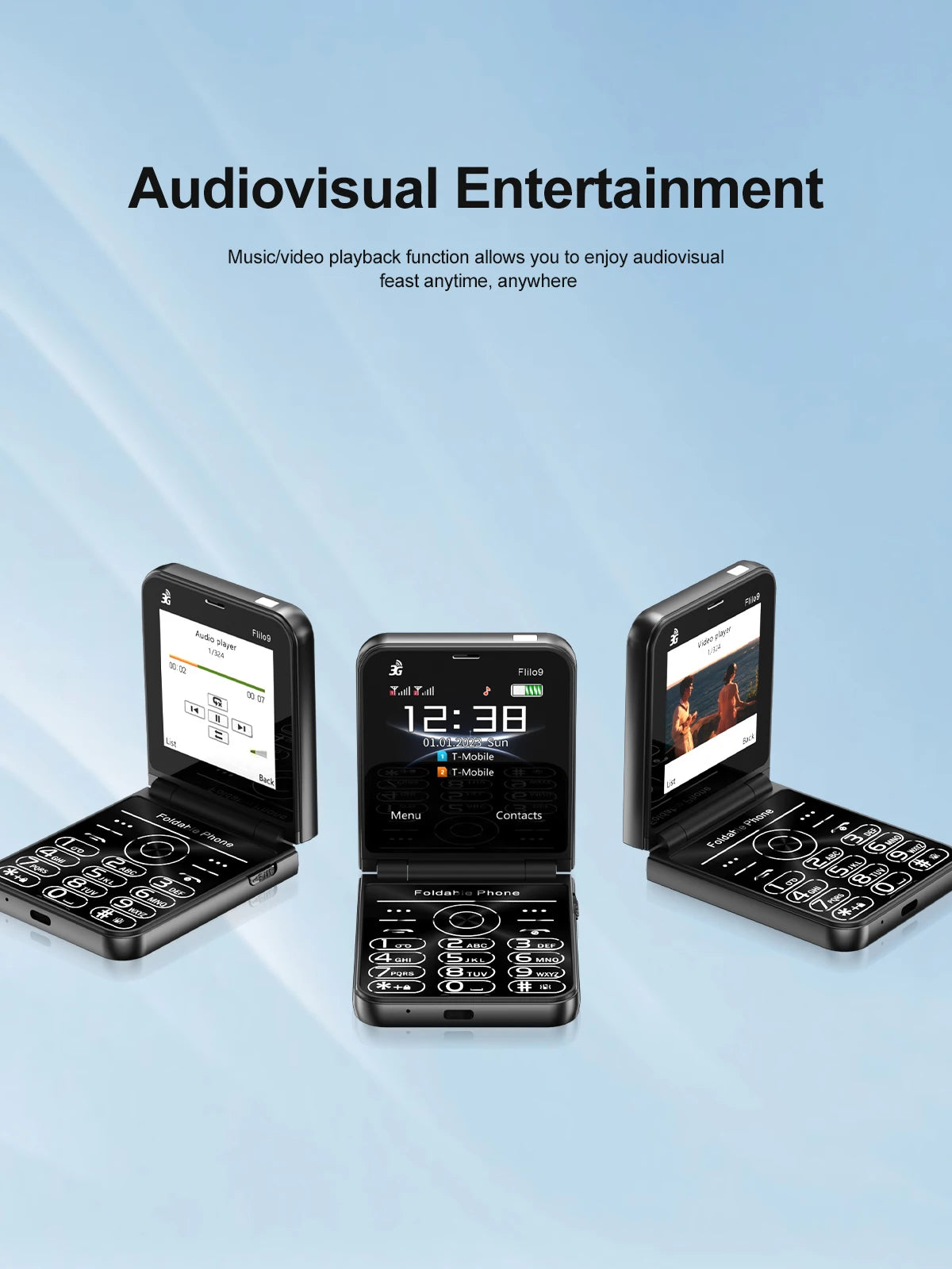 Low Price Sale SERVO Flilo9 3G Flip Mobile Phone 2 SIM Card Speed Dial Blacklist Call Record FM Radio 2.6inch Fold Cellphone MP4