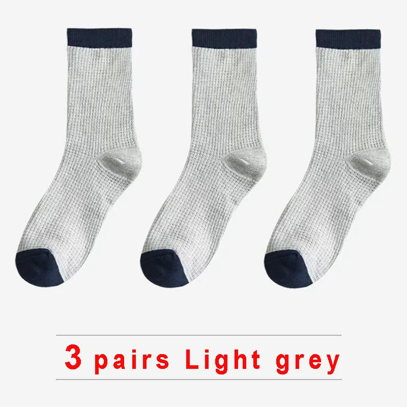 High-quality Harajuku Socks Men's mid-calf socks double-needle business and casual sock Long and warm autumn and winter socks