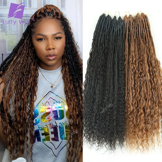 Crochet Boho Locs with Human Hair Curls Pre-looped 27 30 Braids Hair Extensions Knotless Hair Deadlocks For Braiding Deep Wave