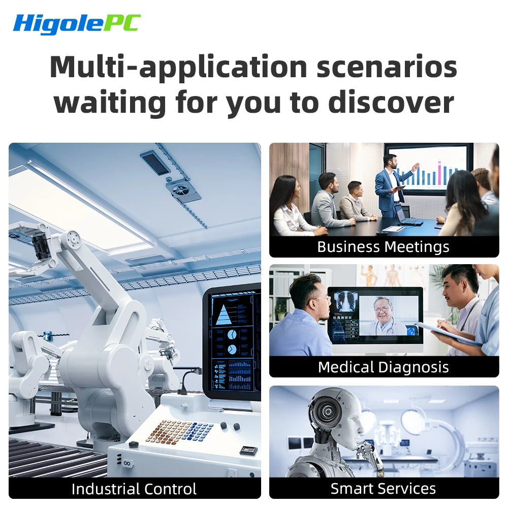 Higole F3APL 8'' Fanless Mini PC with Screen Intel N4200 Windows 10 WiFi5 4GB 64GB 2340mAh 4K Laptop Desktop PC Mini Computer