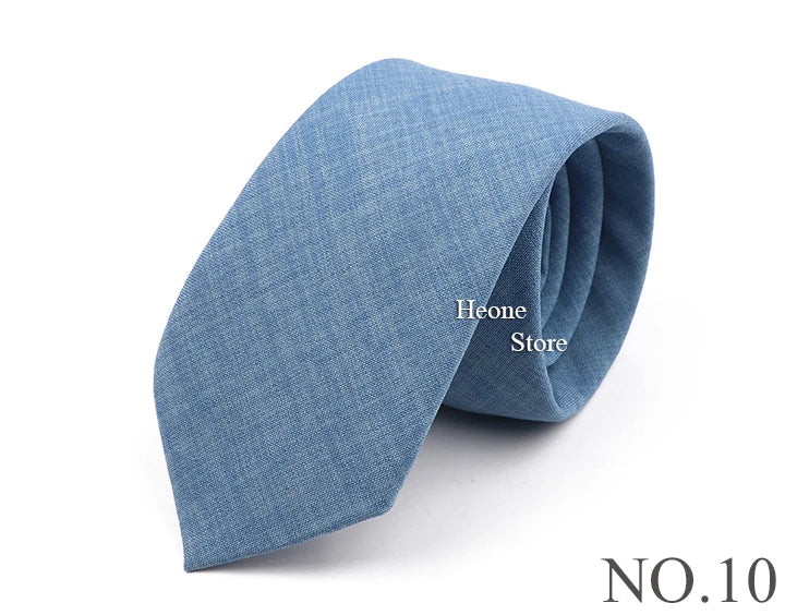 Novelty New Solid Color Ties For Men 100%Cotton Handmade High Quality Necktie Pink Green Orange 6.5cm Skinny Slim Ties Accessory