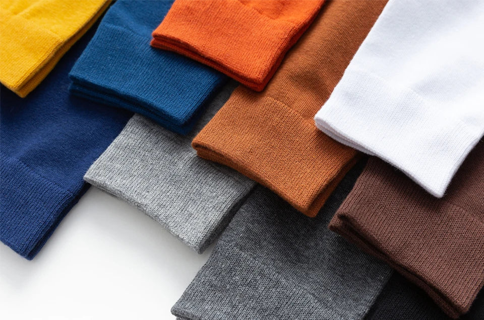 5 Pairs High Quality Spring Autumn Men's Cotton Socks Size38-45 Long Socks For Men Dress Socks Male Gifts Business Casual Sox