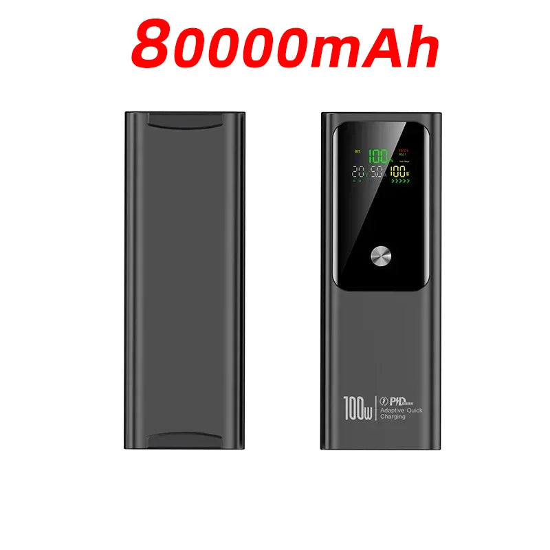 80000mAh Large Capacity External Power 100W Super Fast Charging Mobile Power Can be Charged Laptop Safe Portable Power Bank