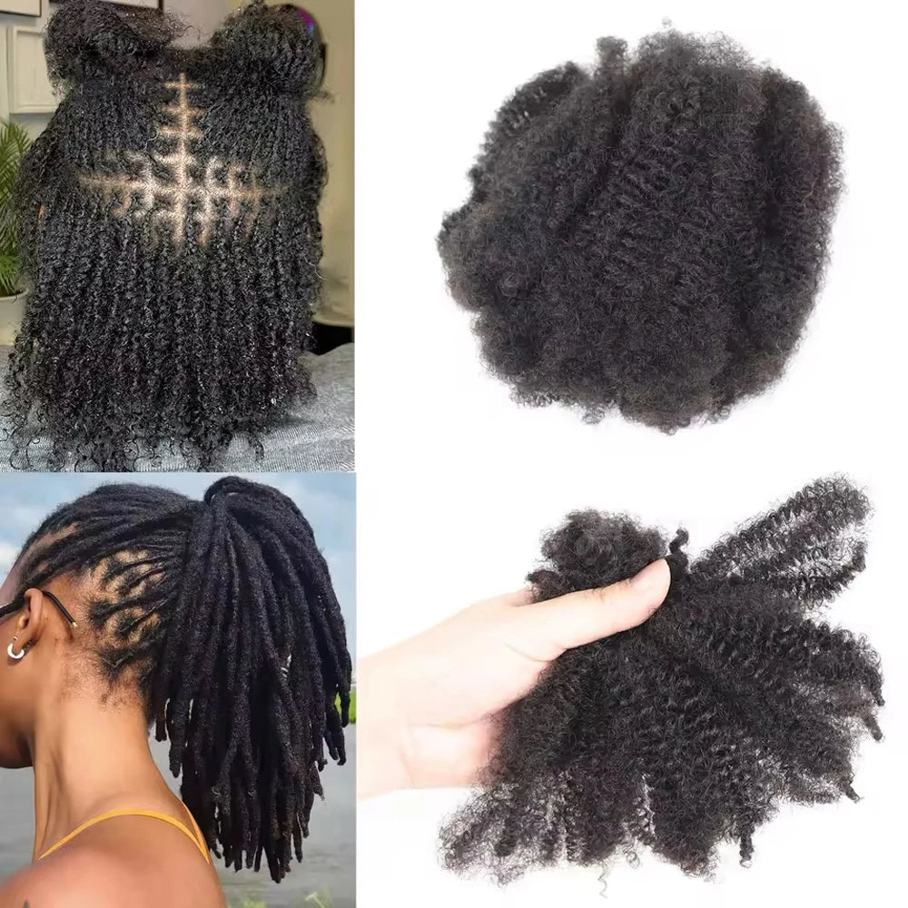 Afro Kinkys Bulk Human Hair for Dreadlocks Extensions 50g Afro Kinkycurly Human Braiding Hair Bundles for Mini Twist Repair Locs