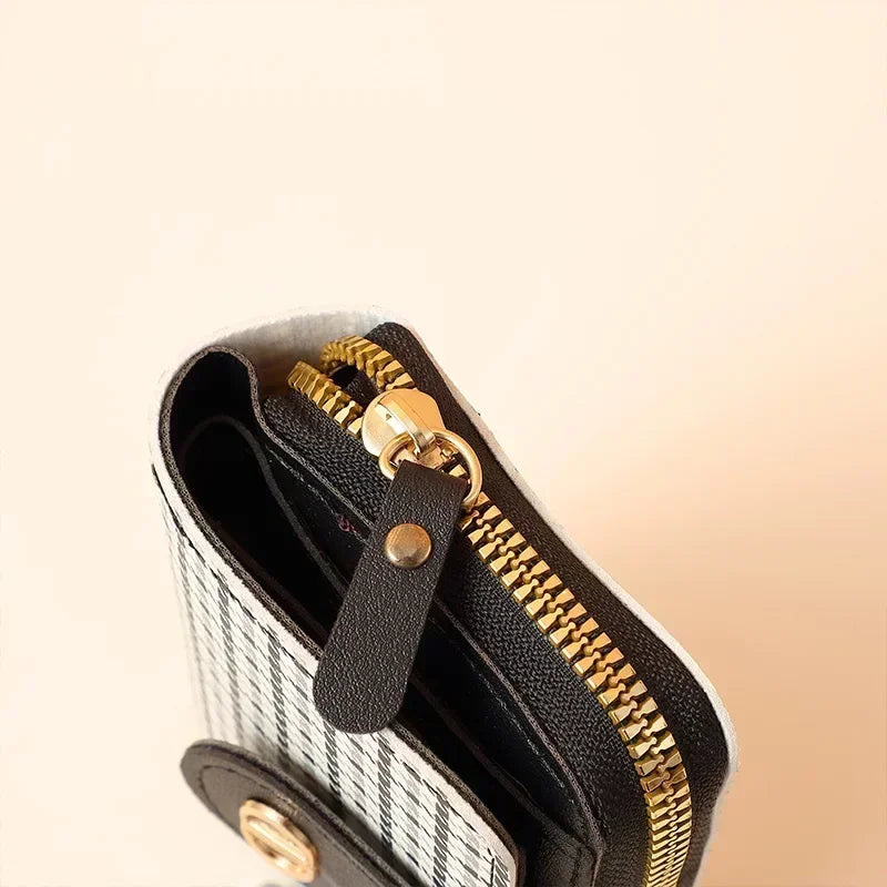 New Light Fashion Luxury Large CapacitySmall Wallet Women's Short Buckle Canvas Multi Card Anti Demagnetization Wallet