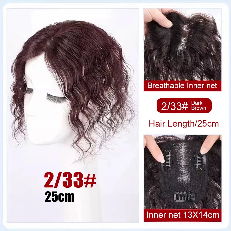 Synthetic Hair Toppers for Women Short Curly Clip In Hair Topper Wiglets with Middle part Bang Add Hair Volume Cover Gray Hair