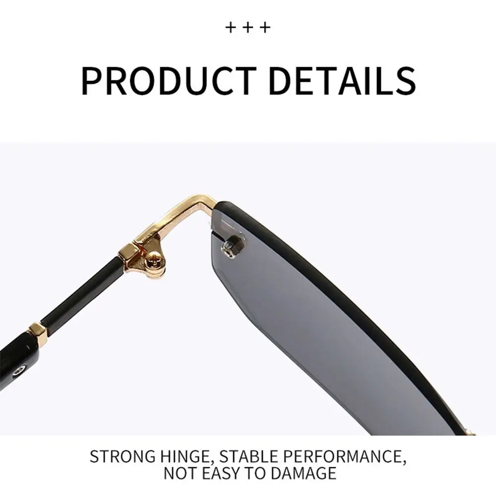 Rimless Sunglasses Rectangle Fashion Popular Women Men Shades Small Square Sun Glasses For Female male Summer Traveling Oculos