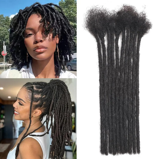 0.6cm Width 6-22 Inch 40 Strands 100% Human Hair Loc Extensions Full Handmade Dreadlock Extensions for Men Women Kids Can Be Dye